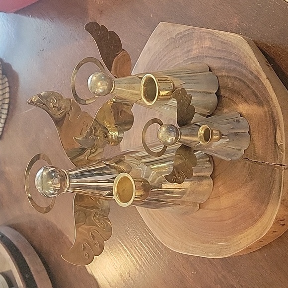 GODINGER GOLDTONE AND SILVER PLATED ANGEL CANDLE STICKS - Picture 7 of 8